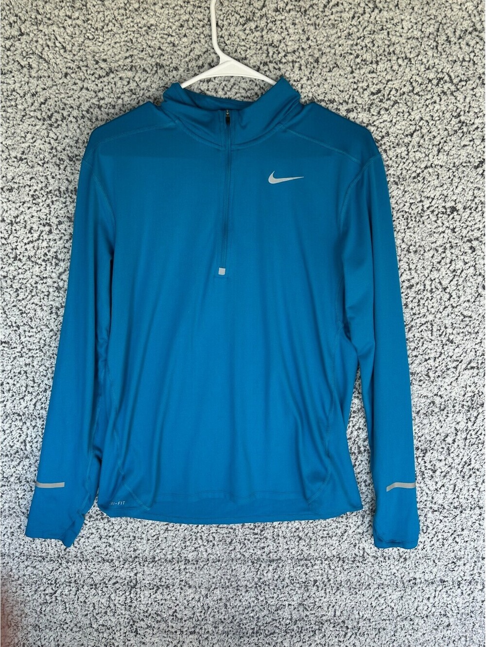Nike Running Dri-FIT Mens Medium Blue 1/2 Zip Long Sleeve Pullover Reflective